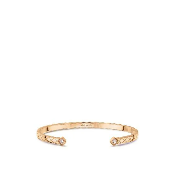 Chanel Coco Crush J11666 Bracelet Quilted Motif 18k Beige Gold Diamonds 1