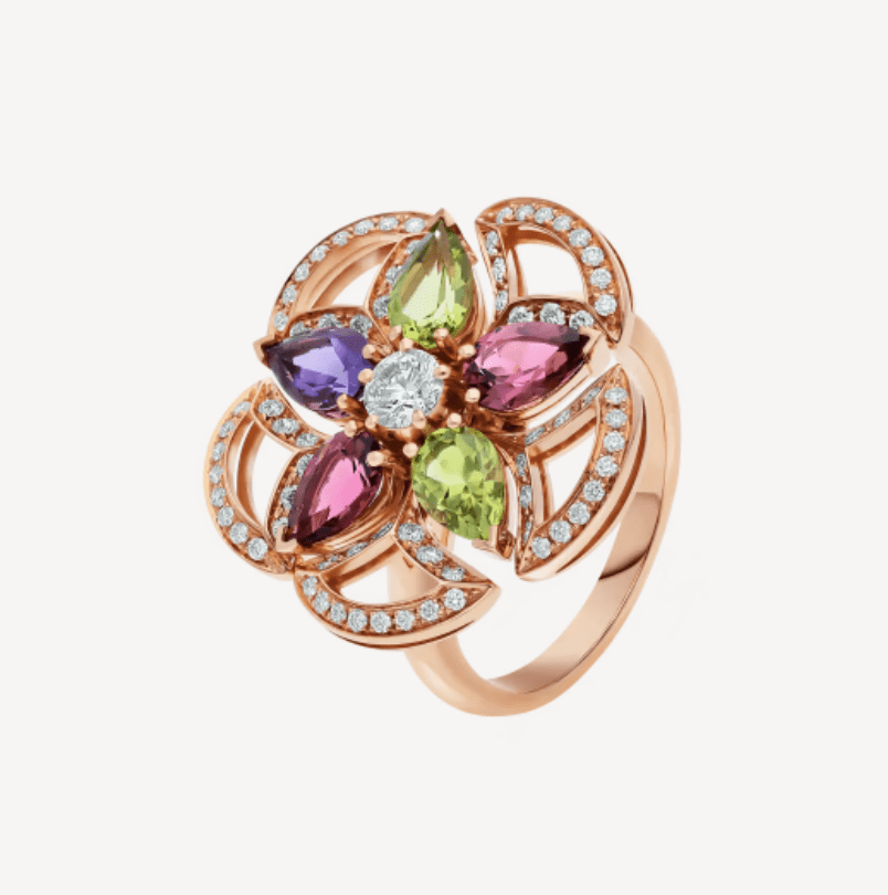 Bulgari Divas? Dream 355819 Ring Rose Gold Diamonds Amethyst Peridot Pink Tourmaline 1