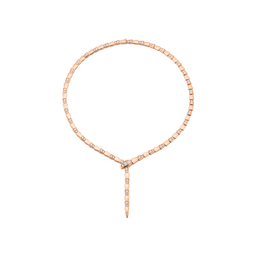 Bulgari Serpenti Viper 353037 thin necklace in 18 kt rose gold set with demi pavé diamonds 1