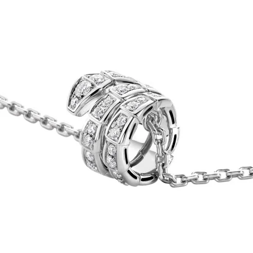 Bulgari Serpenti Viper 357796 pendant necklace in 18 kt white gold set with pavé diamonds 2