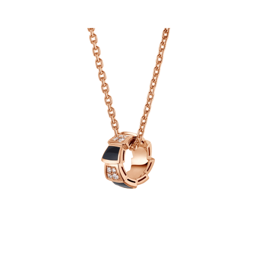 Bulgari Serpenti Viper 356554 18 kt rose gold necklace set with onyx elements and pavé diamonds on the pendant 1