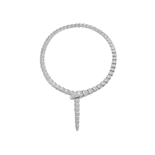 Bulgari Serpenti 348165 necklace in 18 kt white gold set with full pavé diamonds 1