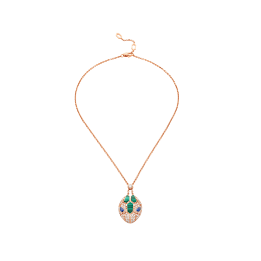 Bulgari Serpenti 356782 18 kt rose gold necklace set with blue sapphire eyes pavé diamonds on the pendant 1