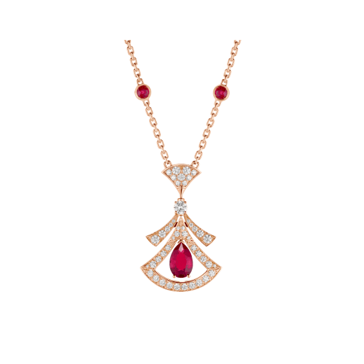 Bulgari Divas? Dream 356953 Necklace Rose Gold Set Rubies and Diamonds 1