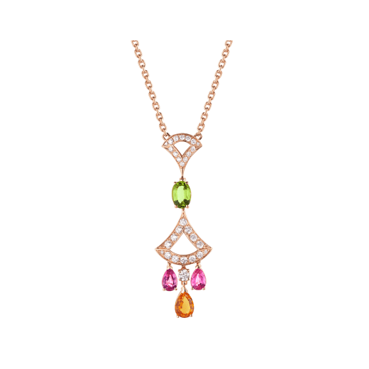 Bulgari Divas? Dream 355613 Necklace Rose Gold Citrine Peridot Pink Tourmaline 1
