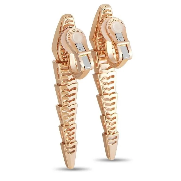 Bulgari Serpenti 350678 18K Rose Gold Diamond Mother of Pearl Clip-On Earrings OR857278 9