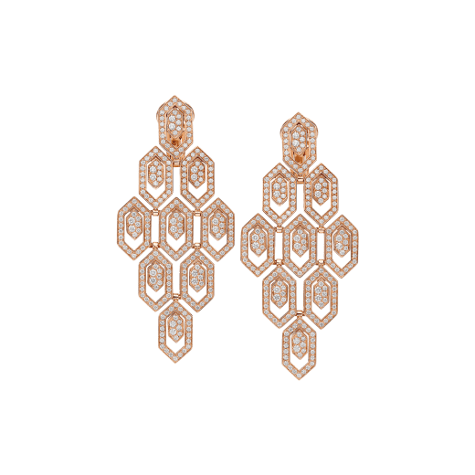 Bulgari Serpenti 356507 18 kt rose gold earrings set with pavé diamonds 1