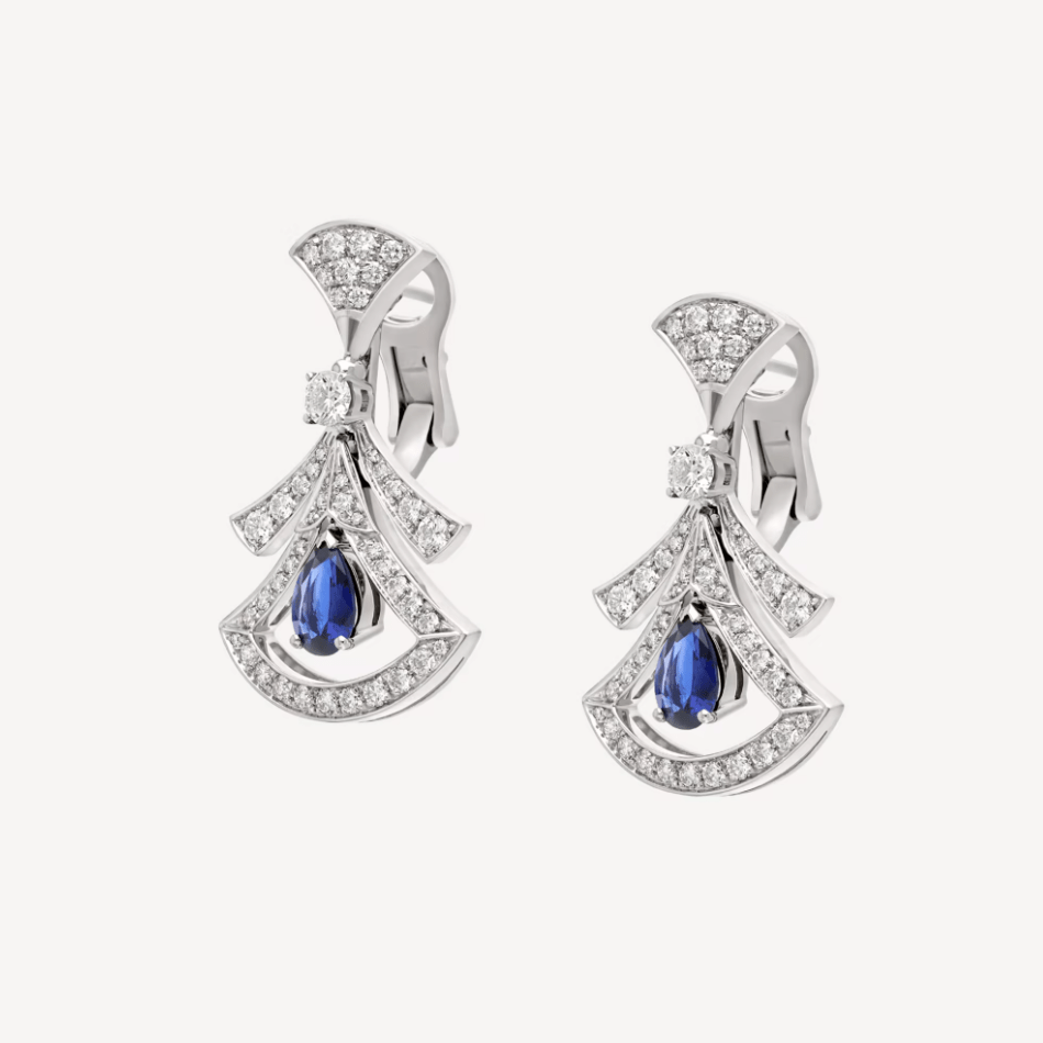 Bulgari 357324 Divas? Dream Earrings White Gold Diamonds Blue Sapphires 1
