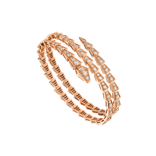 Bulgari 357270 Serpenti Viper two-coil 18 kt rose gold bracelet set with pavé diamonds 1
