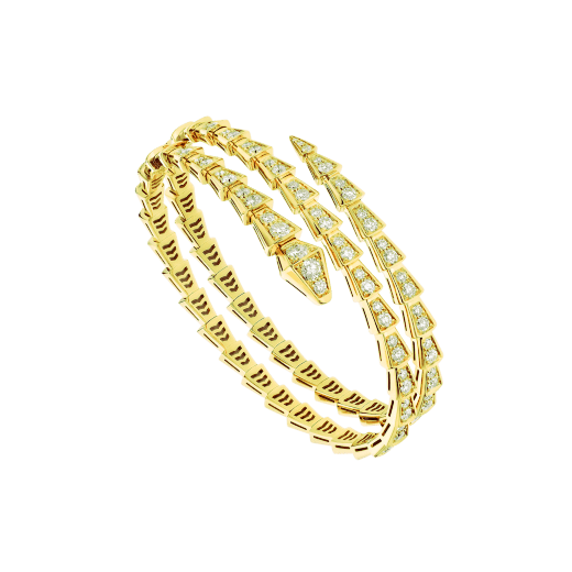Bulgari 357270-yg Serpenti Viper two-coil 18 kt Yellow gold bracelet set with pavé diamonds 1
