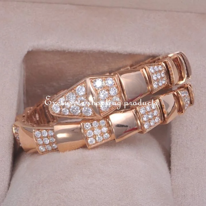 Bulgari Serpenti Viper BR855312 Diamond 18K Rose Gold One-Coil Bracelet 6