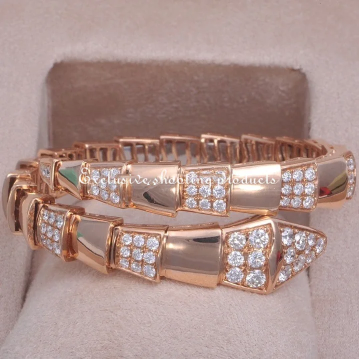 Bulgari Serpenti Viper BR855312 Diamond 18K Rose Gold One-Coil Bracelet 5