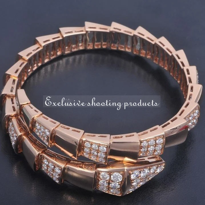 Bulgari Serpenti Viper BR855312 Diamond 18K Rose Gold One-Coil Bracelet 3