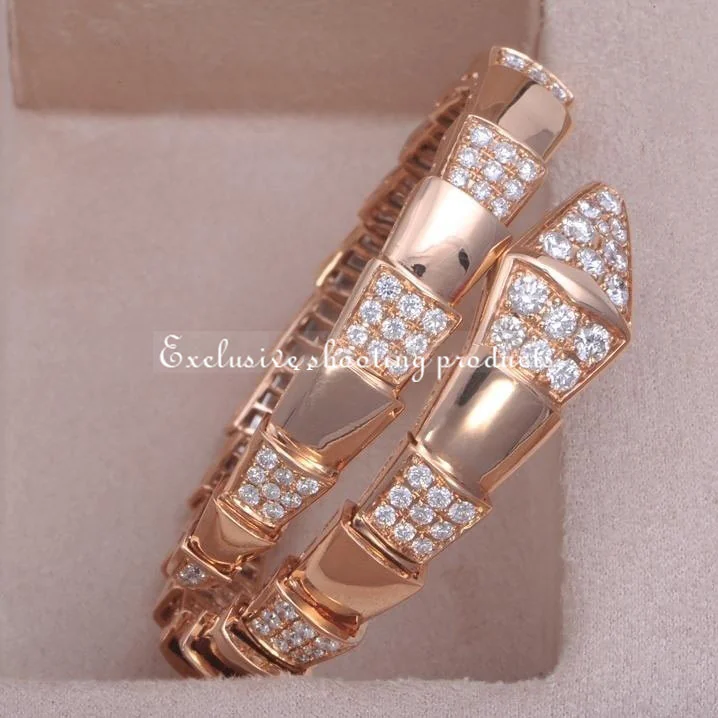 Bulgari Serpenti Viper BR855312 Diamond 18K Rose Gold One-Coil Bracelet 1