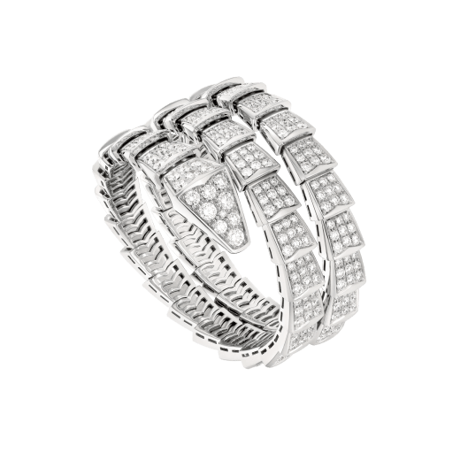 Bulgari Serpenti two-coil 345203 bracelet in 18 kt white gold set with full pavé diamonds 1