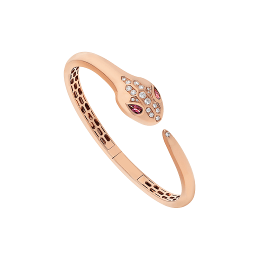 Bulgari 352819 Serpenti bracelet in 18 kt rose gold set with rubellite eyes and demi-pavé diamonds 1