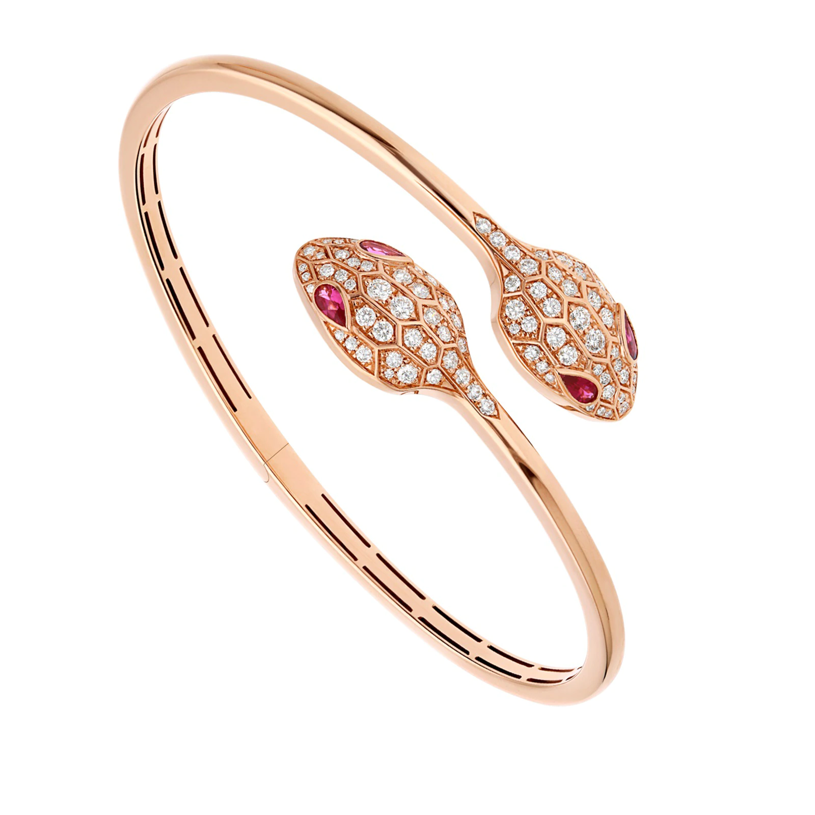 Bulgari Serpenti 356504 18 kt rose gold bracelet set with rubellite eyes and pavé diamonds 1