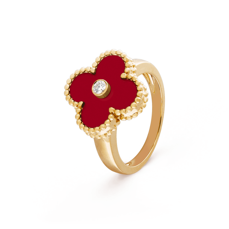 Van Cleef & Arpels VCARD40800 Vintage Alhambra ring Yellow gold Carnelian Diamond ring 1