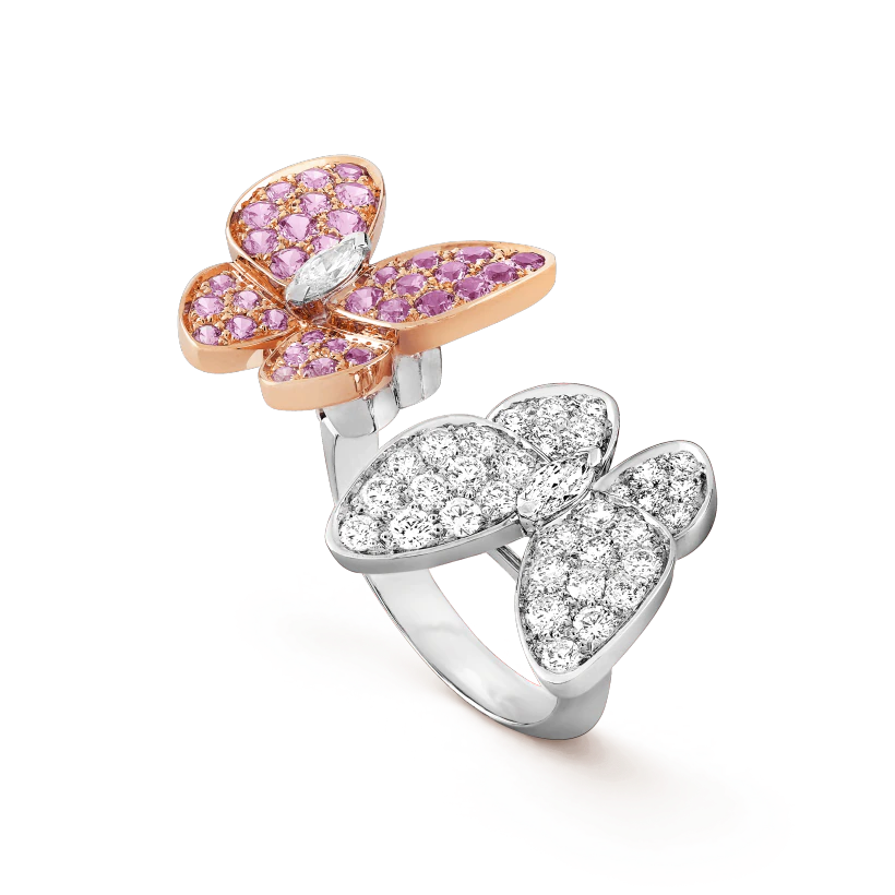 Van Cleef & Arpels VCARO3M500 Two Butterfly Between the Finger ring White gold Diamond Sapphire ring 1