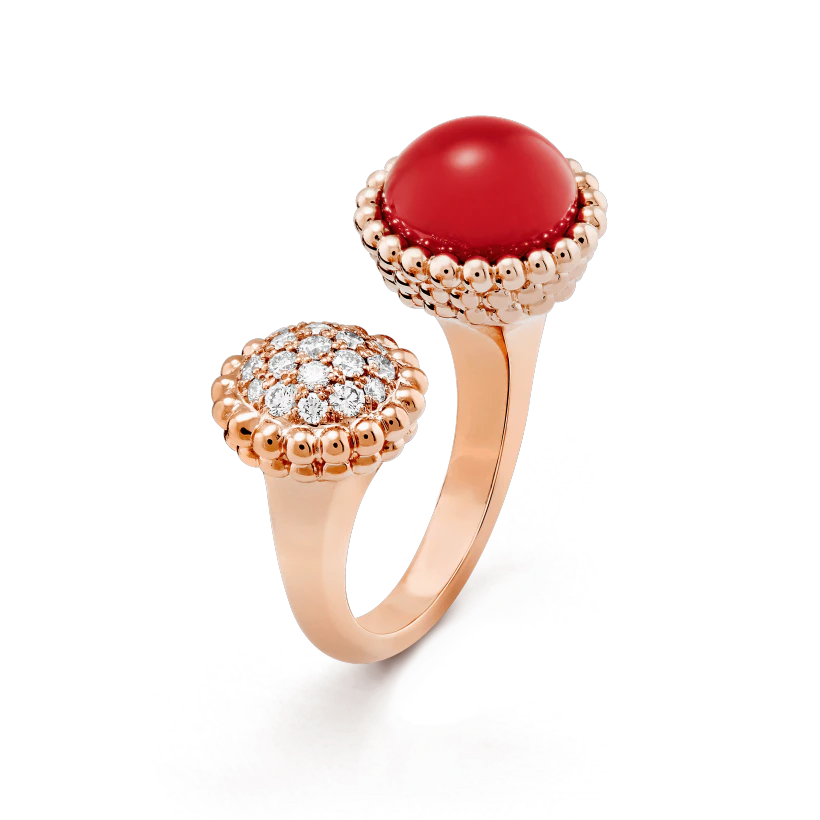 Van Cleef & Arpels VCARO9SV00 ring Perlée couleurs Between the Finger Rose gold Carnelian Diamond ring 1