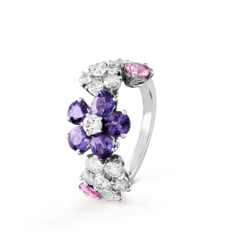 Van Cleef & Arpels VCARP05600 Folie des Prés ring White gold Diamond Sapphire ring11