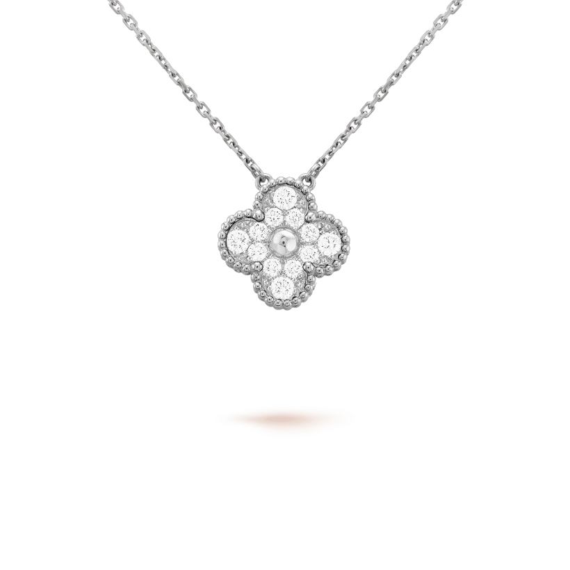 Van Cleef & Arpels VCARA46100 Vintage Alhambra pendant White gold Diamond Necklaces 1