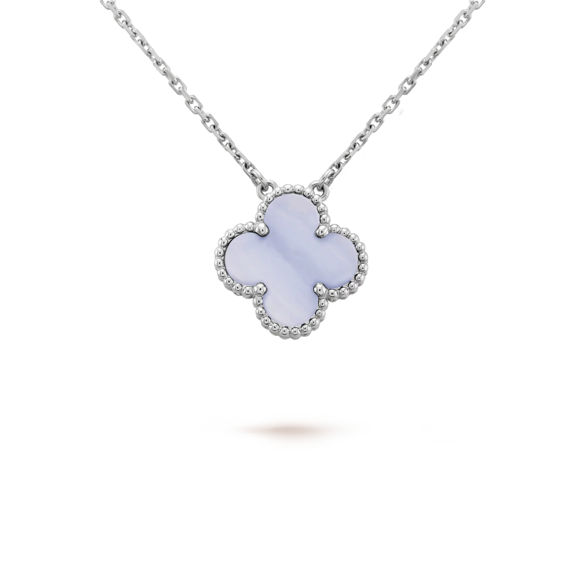 Van Cleef & Arpels VCARD34900 Vintage Alhambra pendant White gold Chalcedony Necklace 1