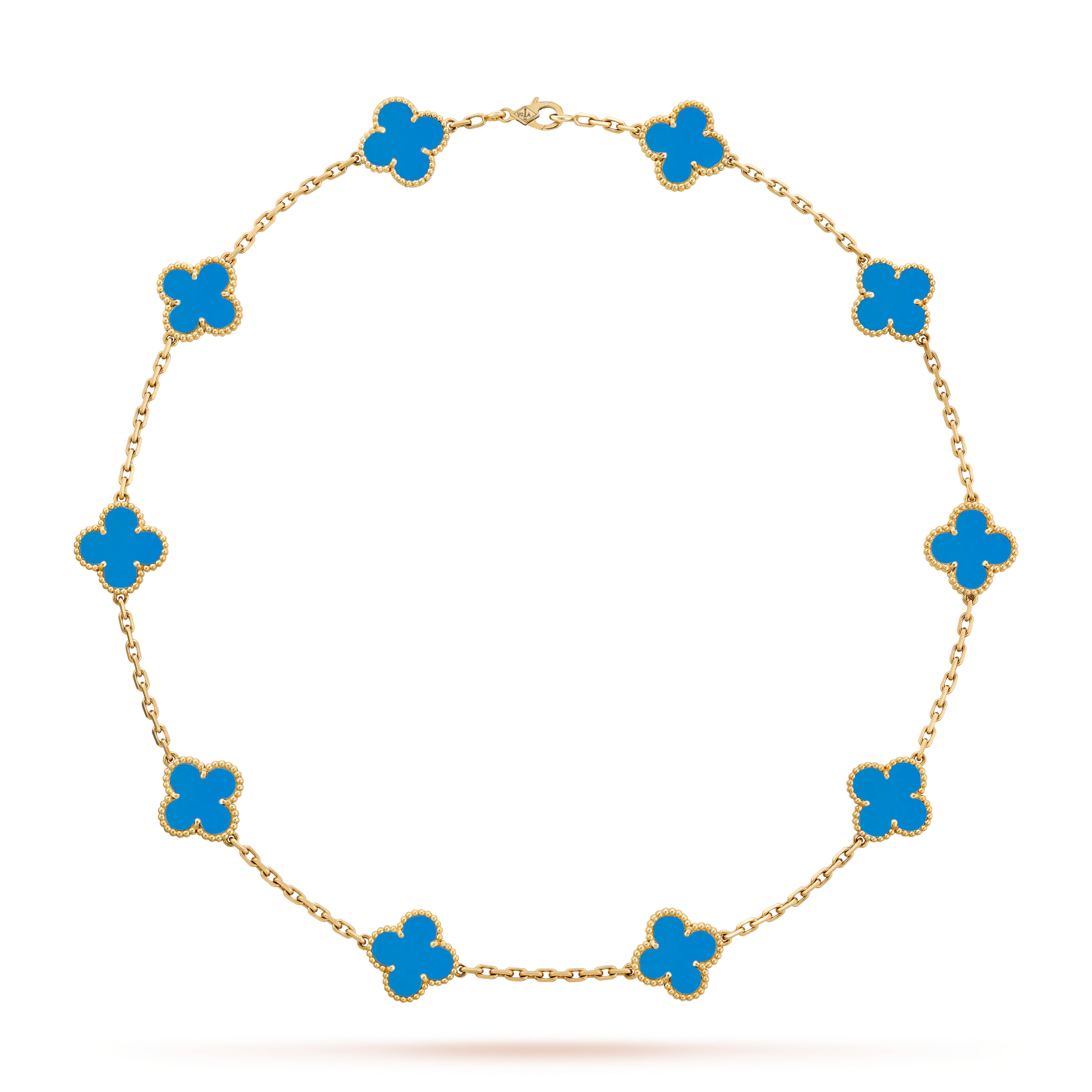 Van Cleef & Arpels VCARP34800 Vintage Alhambra Necklace 10 Motifs Yellow Gold Agate Necklace 1