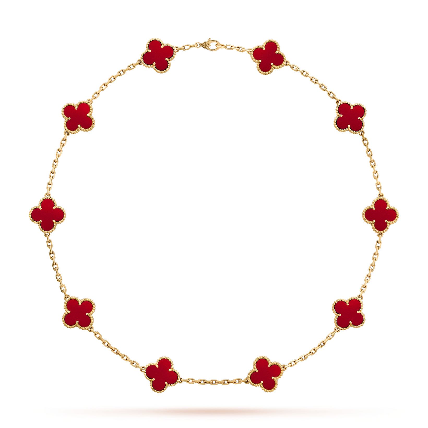 Van Cleef & Arpels VCARD40600 Vintage Alhambra necklace 10 motifs Yellow gold Carnelian necklace 1