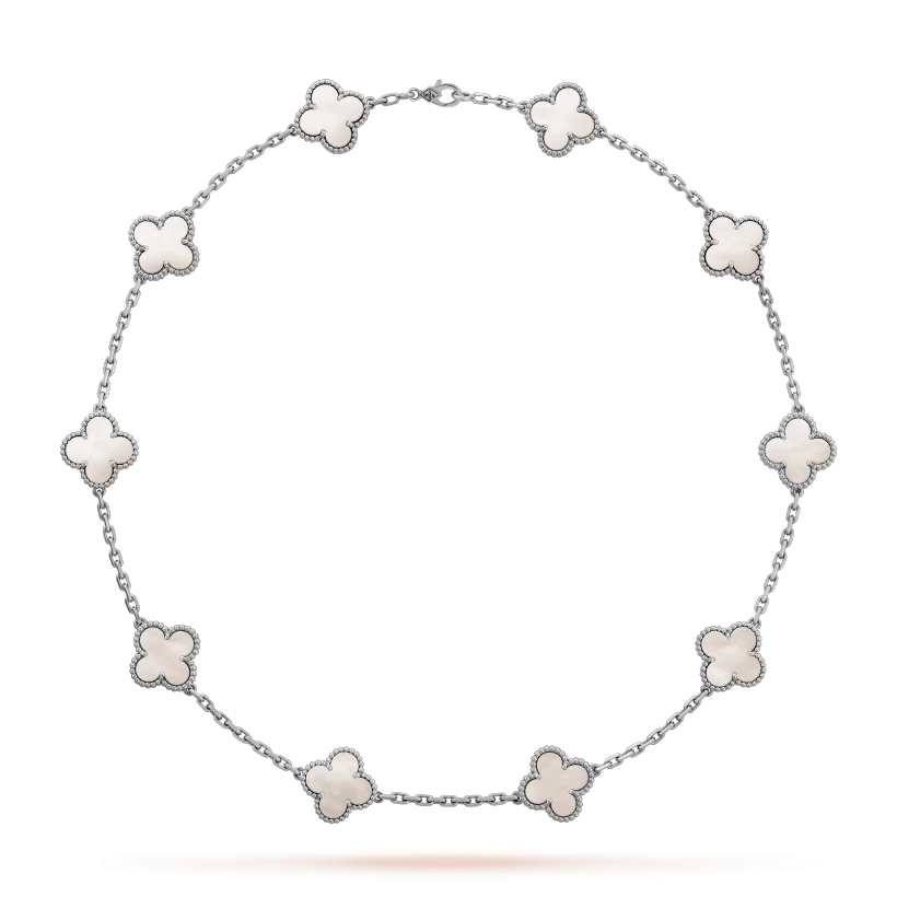 Van Cleef & Arpels Vintage Alhambra VCARF48500 necklace 10 motifs White gold Mother-of-pearl necklace 1