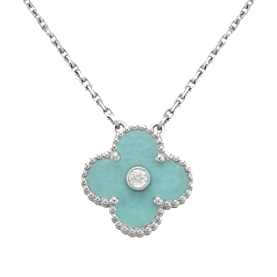 Van Cleef & Arpels VCARP9RU00 Vintage Alhambra 2022 Holiday Pendant White gold Green Sèvres 1