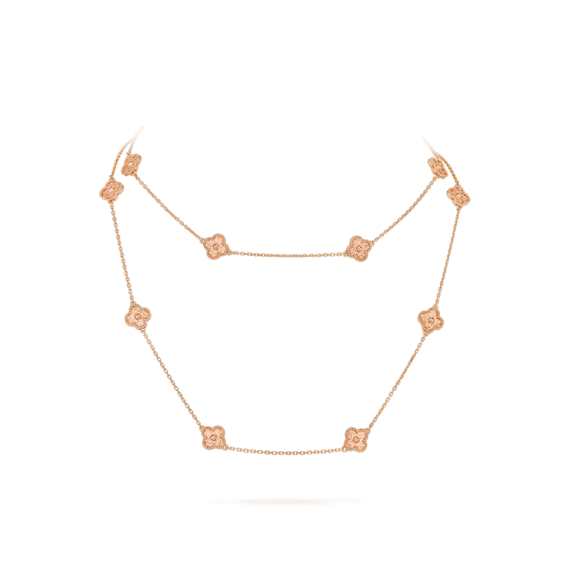 Van Cleef & Arpels VCARN9T000 Vintage Alhambra long necklace 20 motifs Rose gold necklace 1