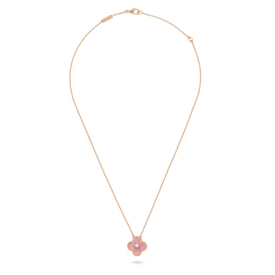 Van Cleef & Arpels VCARP7TD00 Vintage Alhambra Necklace 2021 Holiday Pendant Rose gold Rhodonite Necklaces 9