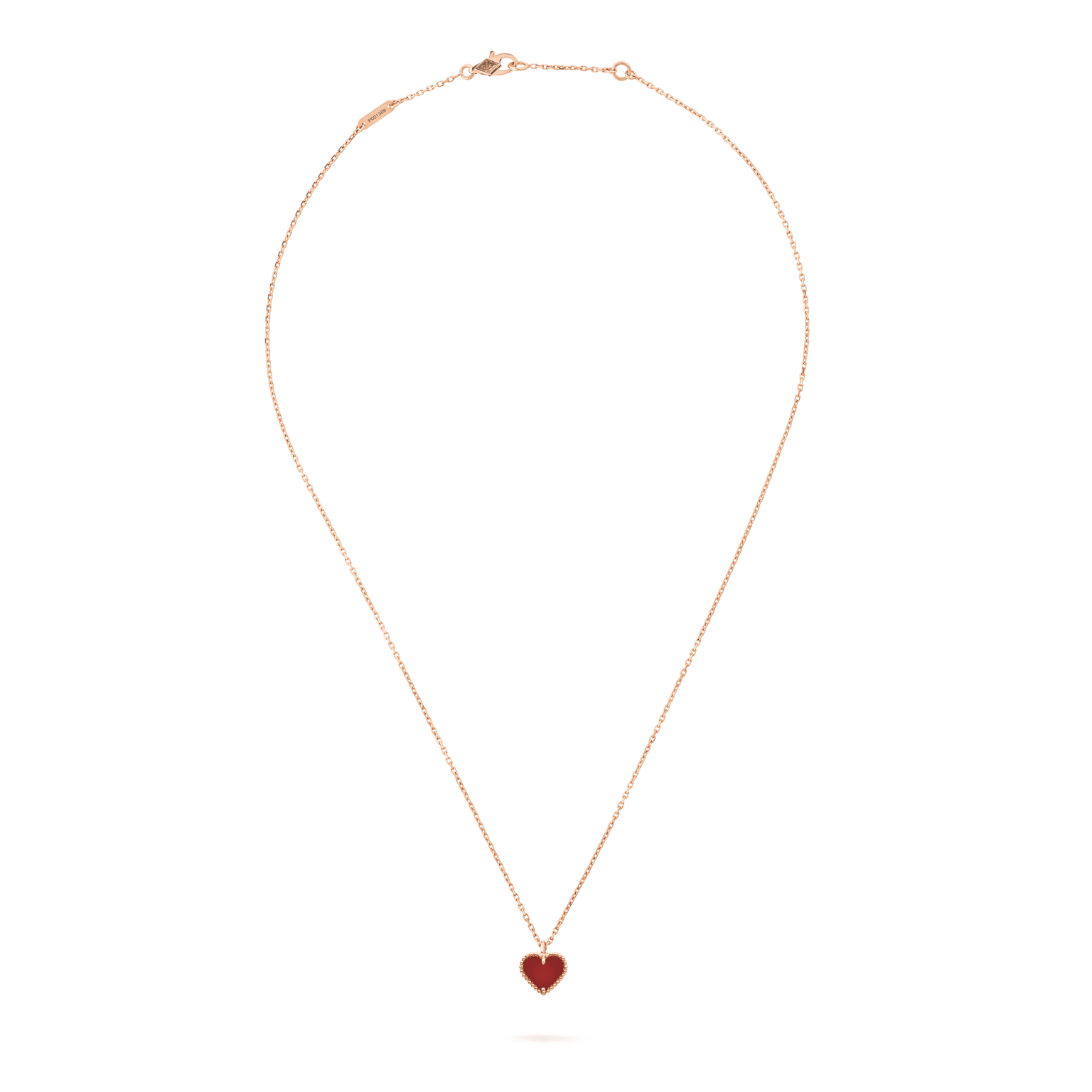 Van Cleef & Arpels VCARN59N00 Sweet Alhambra Heart Pendant Rose Gold Carnelian Necklace 2