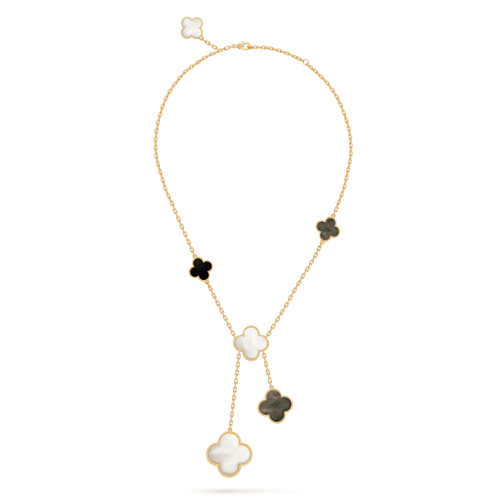 Van Cleef & Arpels Magic Alhambra necklace VCARD79200 6 motifs Yellow gold Mother-of-pearl Onyx 1
