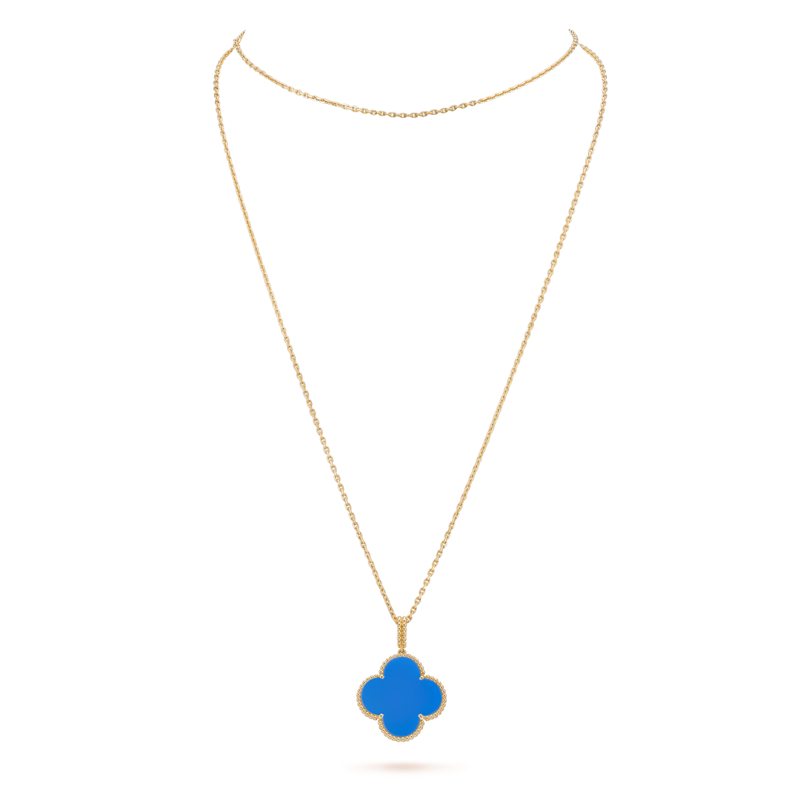 Van Cleef & Arpels VCARP6LA00 Magic Alhambra long necklace 1 motif Yellow Gold Blue Agate necklace 5