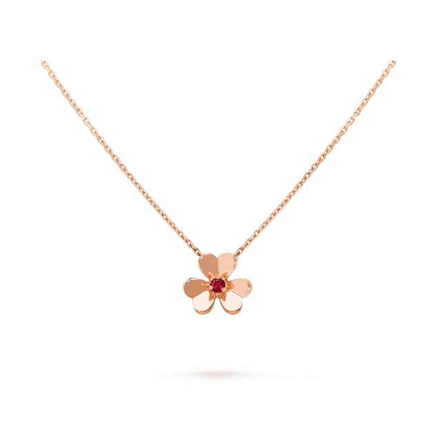 Van Cleef & Arpels VCARP7S800 Frivole pendant mini model Rose gold Ruby Necklace 1