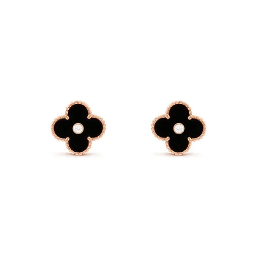 Van Cleef & Arpels VCARP2B100 Vintage Alhambra Limited Edition Earrings yellow gold onyx 6