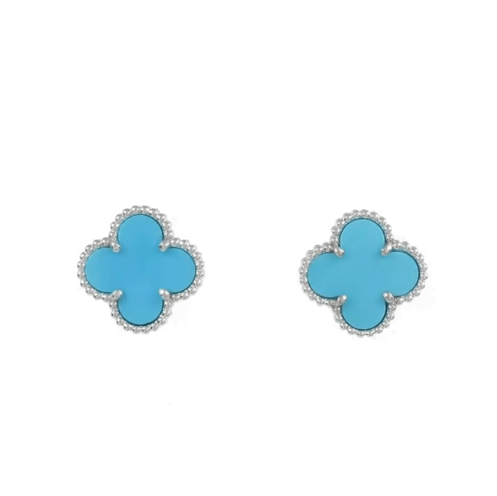 Van Cleef & Arpels Vintage Alhambra earrings VCARD40400 white gold Turquoise 1