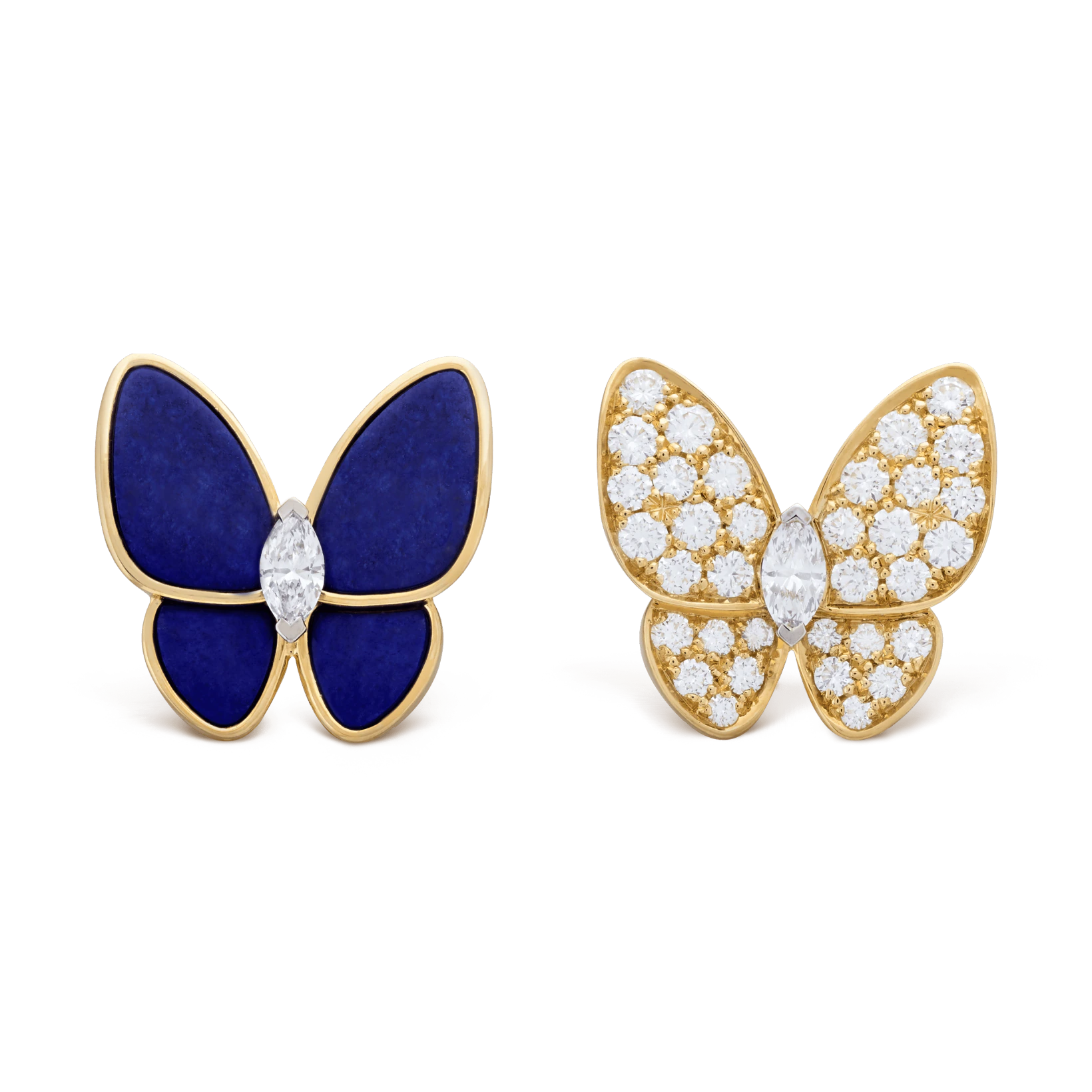 Van Cleef & Arpels VCARP3DO00 Two Butterfly earrings Yellow gold Diamond Lapis Lazuli 1