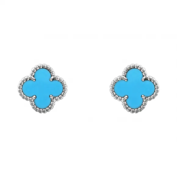 Van Cleef & Arpels VCARA44500 Sweet Alhambra Earstuds White Gold Turquoise Earrings 1