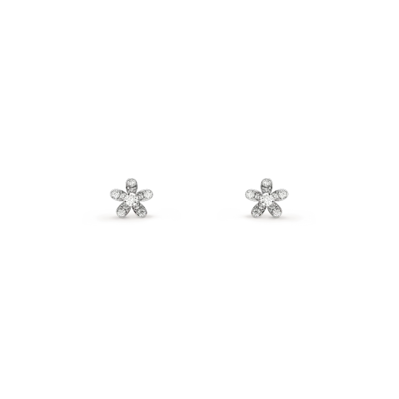 Van Cleef & Arpels VCARG44100 Socrate earstuds 1 flower White gold Diamond Earrings 1