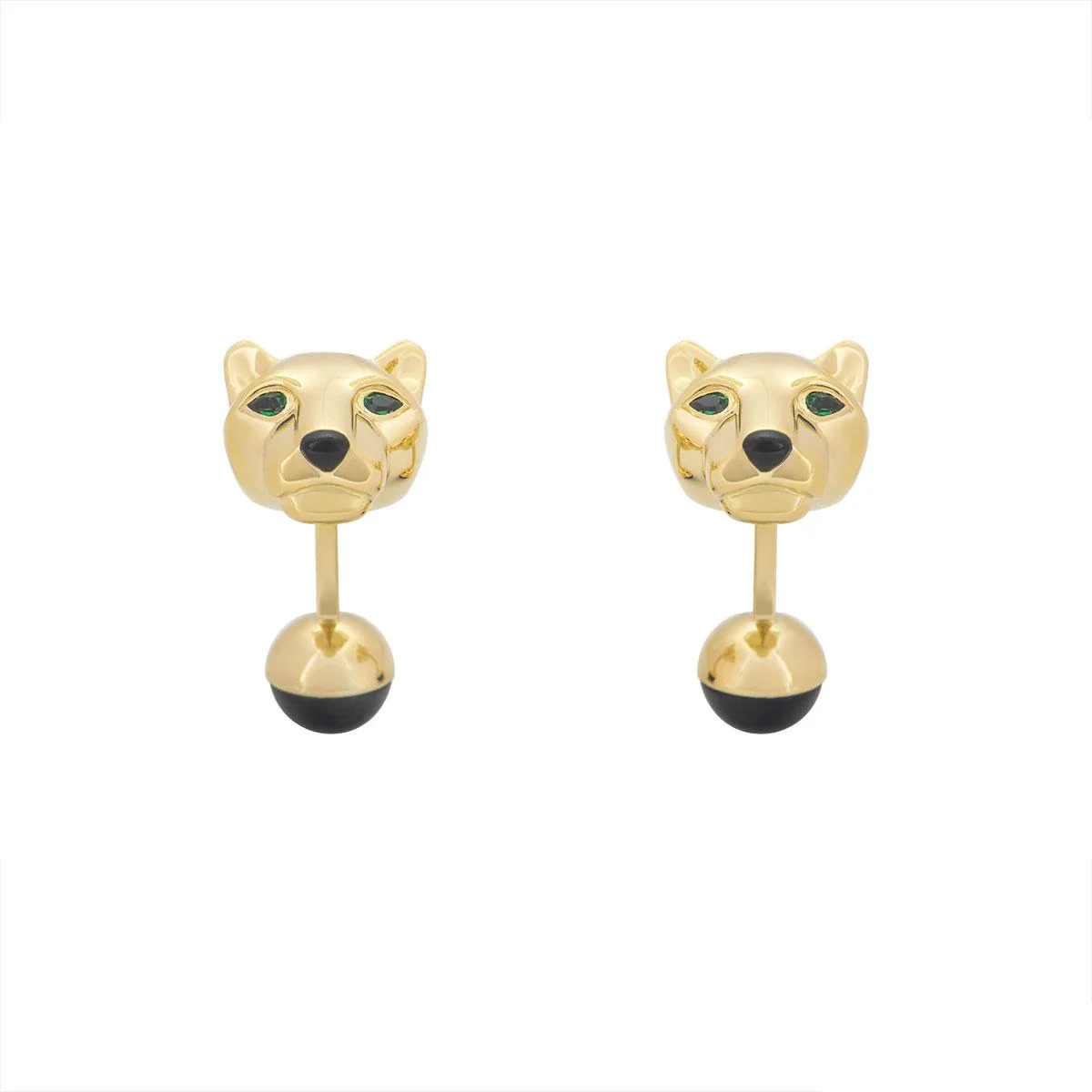 Cartier Panthere De Cartier Heads Mens Cuff Links Coral 18