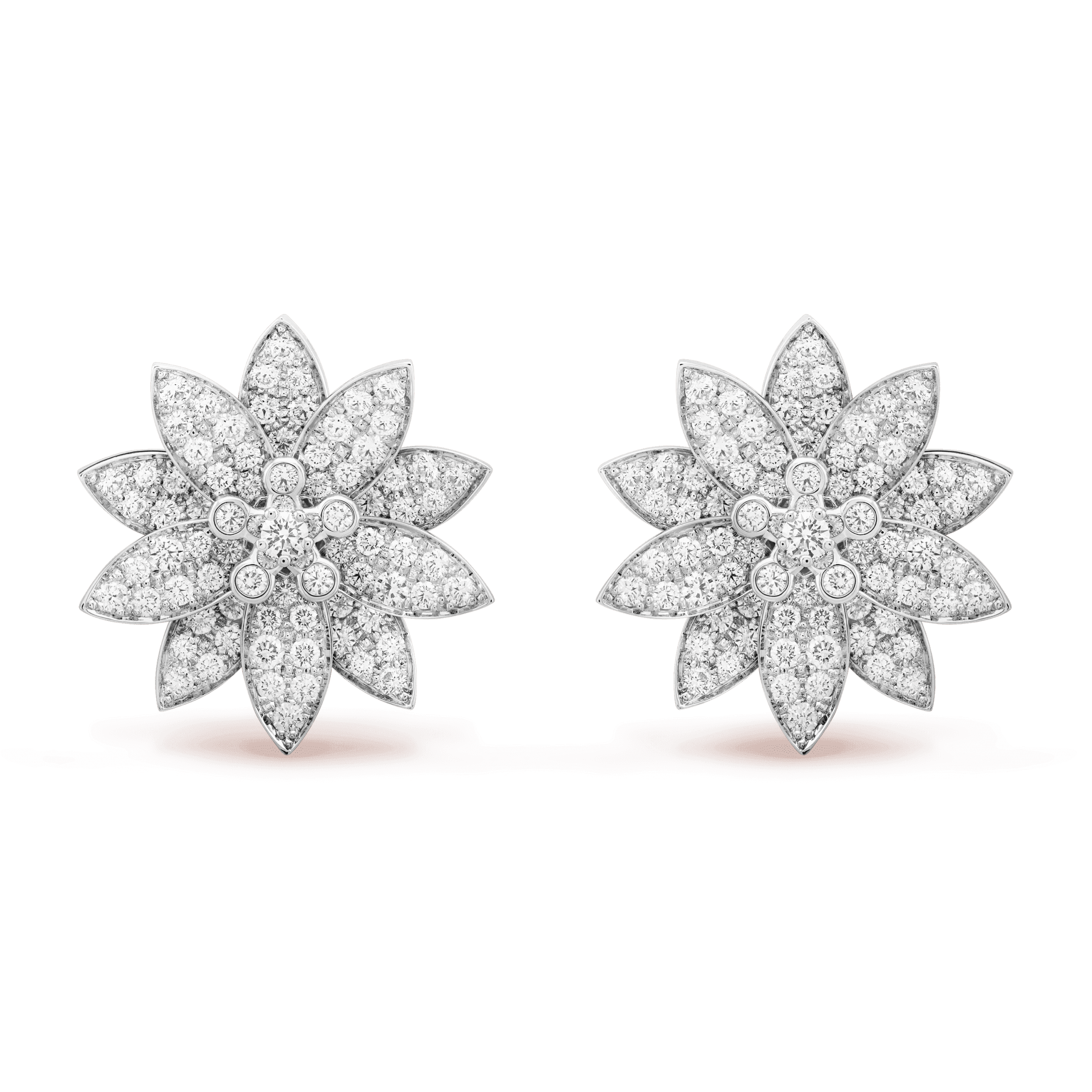 Van Cleef & Arpels VCARO96C00 Lotus earrings medium model White gold Diamond earrings 1