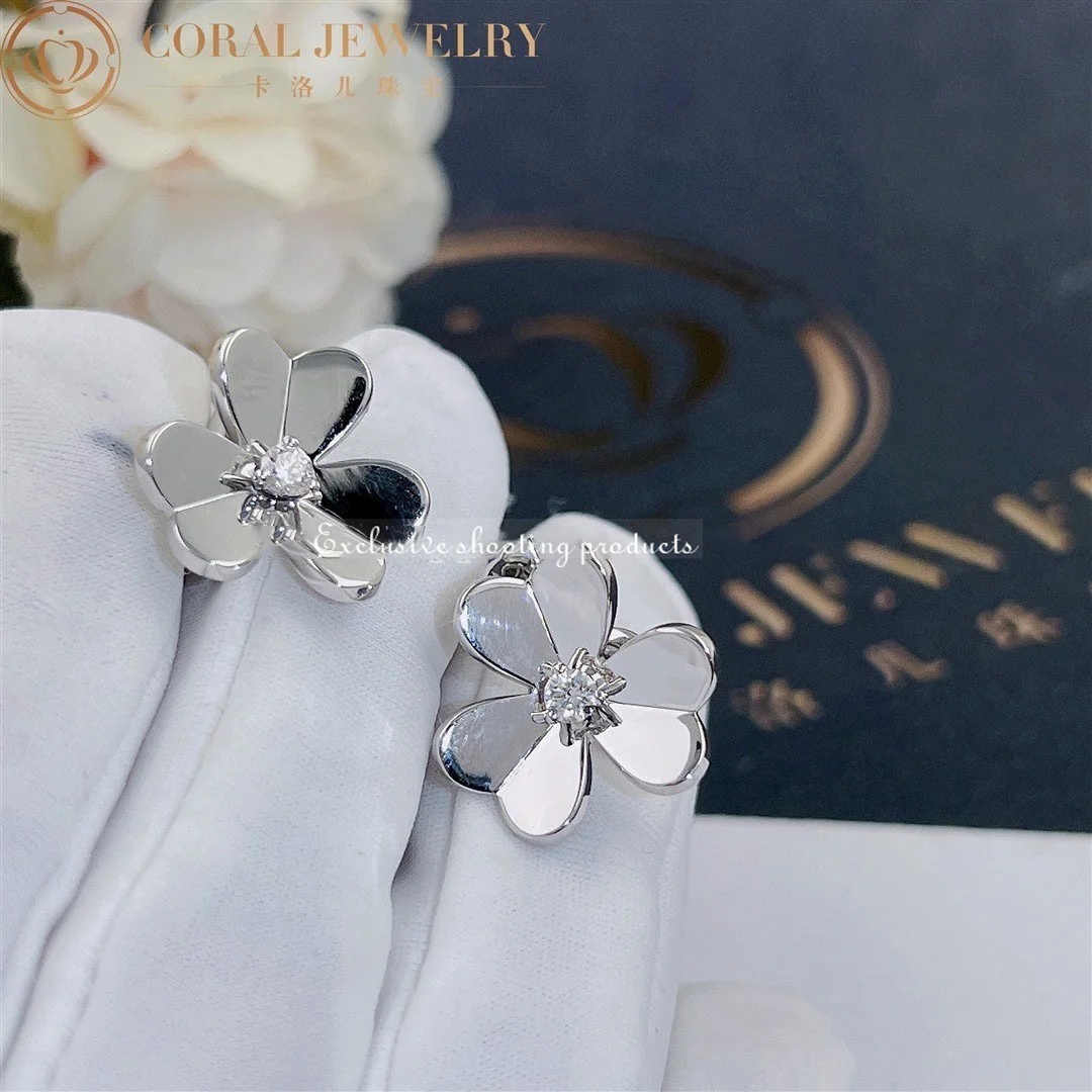 Van Cleef & Arpels VCARD80200 Frivole Earrings Small Model 18k White Gold Diamond Earrings 4
