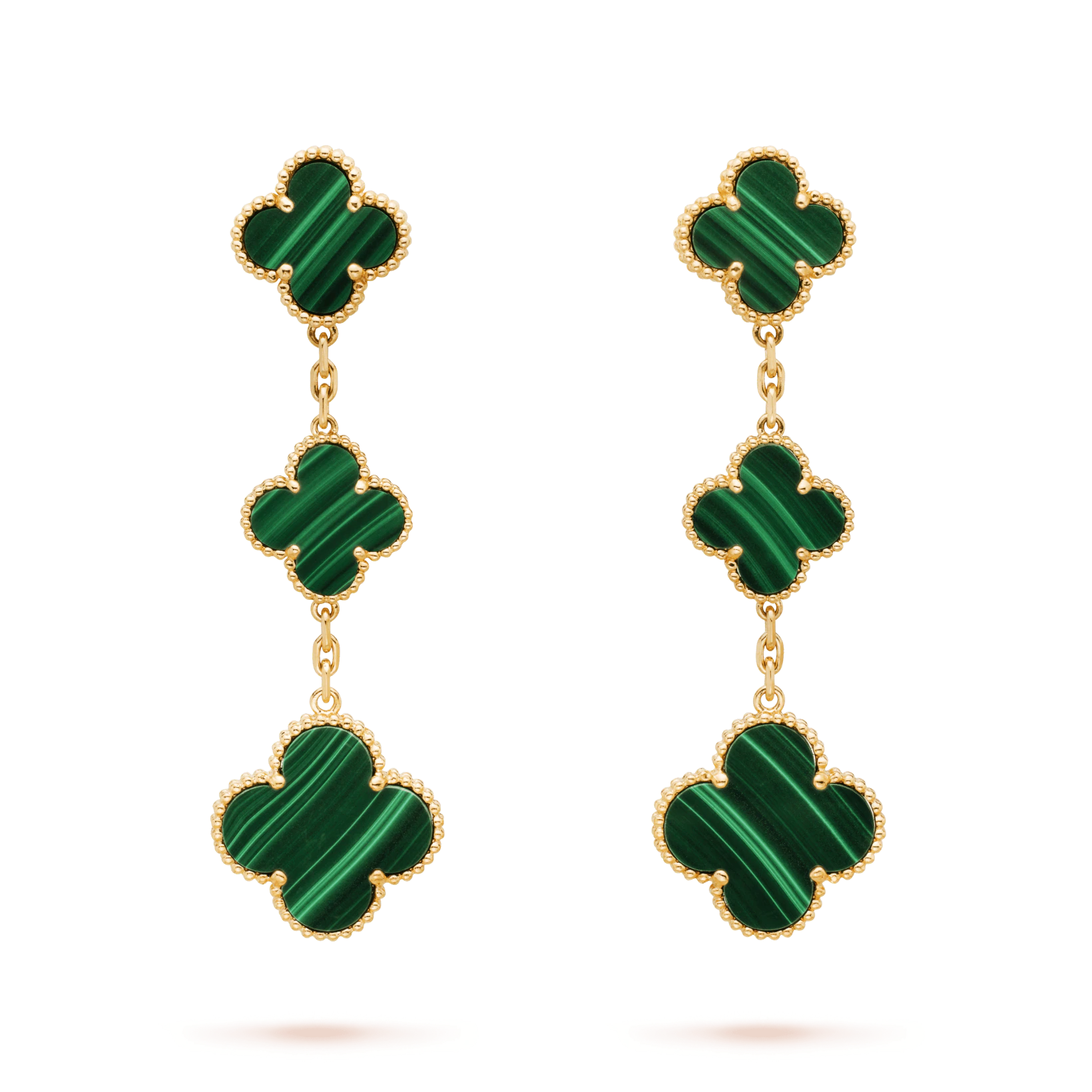 Van Cleef & Arpels VCARO2AG00 Magic Alhambra earrings 3 motifs 18K yellow gold Malachite earrings 1