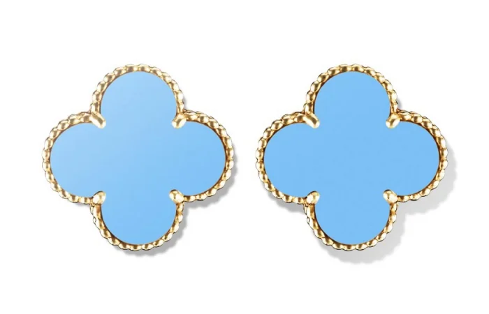 Van Cleef & Arpels VCARB90200 Magic Alhambra earrings 18K Yellow gold Turquoise earrings 1
