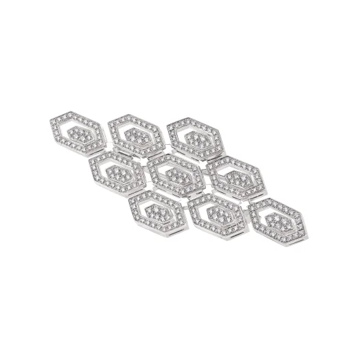 Bulgari Serpenti 18 Kt White Gold Brooch Set With Pave Diamonds Ref 3