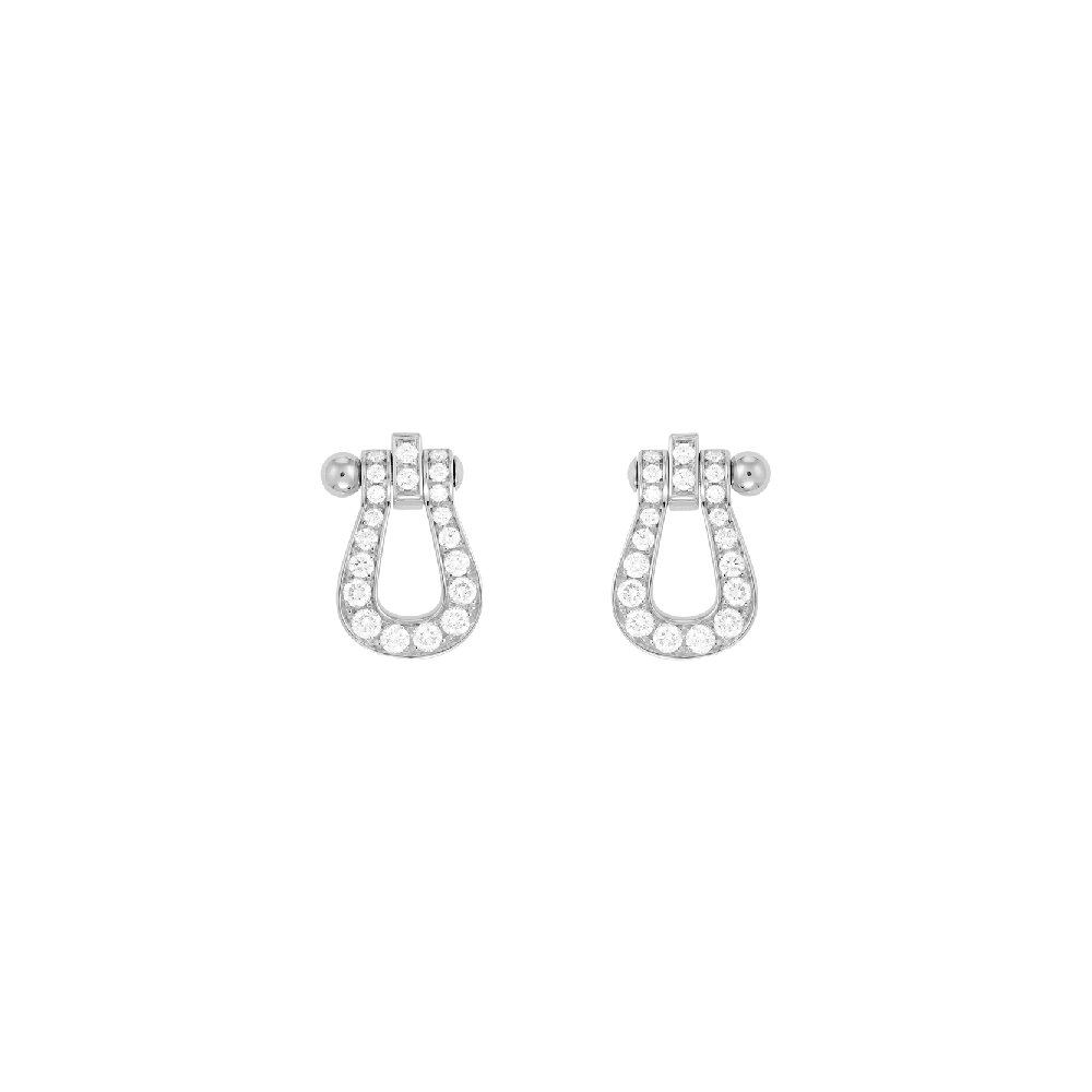 Fred Force 10 Medium Model Earrings In White Gold And Diamonds Ref 8b0234 Coral 18