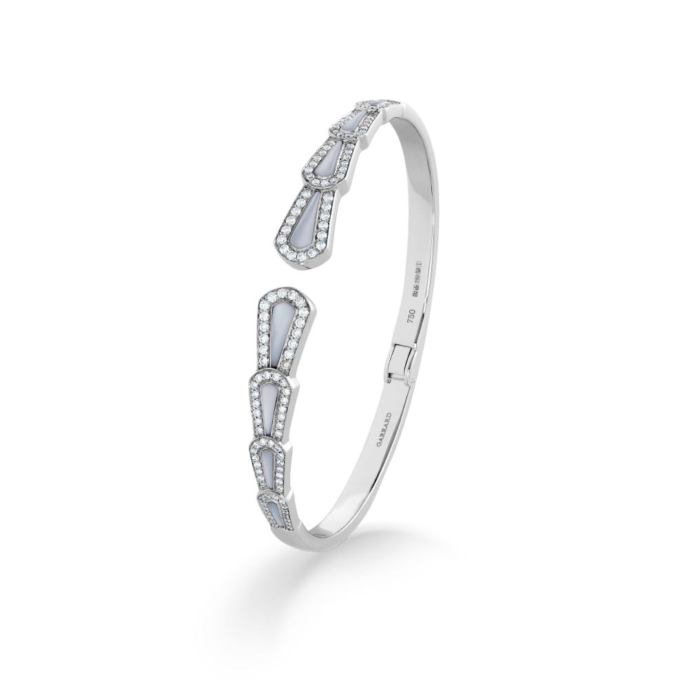 Garrard Fanfare Symphony Jewellery Collection Diamond And Mother Of Pearl Bracelet In 18ct White Gold